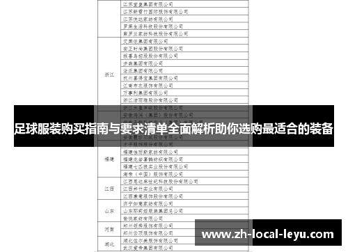 足球服装购买指南与要求清单全面解析助你选购最适合的装备